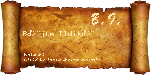 Böjte Ildikó névjegykártya